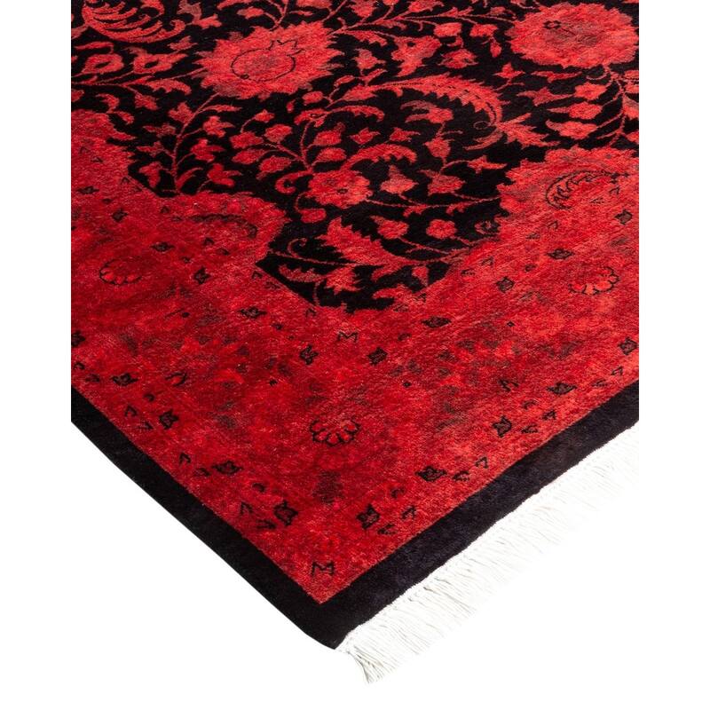 Overton Hand Knotted Wool Vintage Inspired Modern Contemporary Overdyed Red Area Rug - 4' 2" x 6' 1"