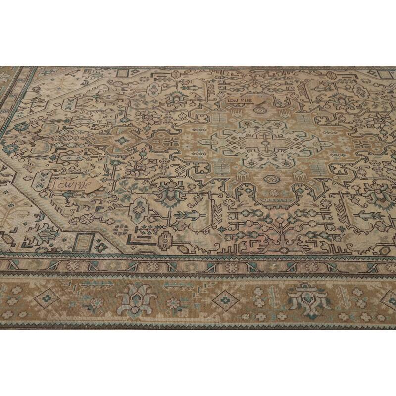 Hand Knotted Oriental 100% Wool Carpet Traditional Medallion Peach Tabriz Area Rug - 9' 7'' X 6' 5''