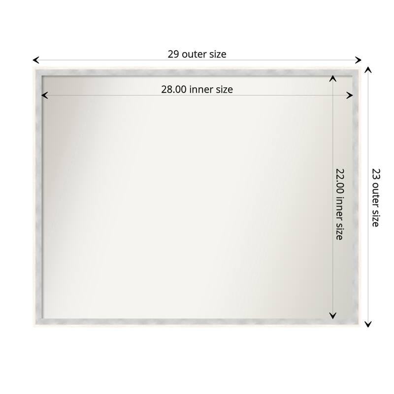 Paige Non-Beveled Wood Framed Bathroom Vanity Wall Mirror - Paige White Silver - Glass Size 28x22