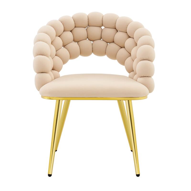 Puffy Bubble Chair Ball Chain Chair Velvet Dining Chairs with Gold Plated Legs, Modern Accent Chairs
