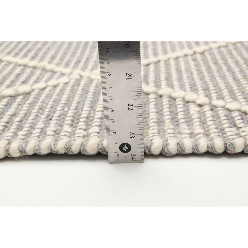 ECARPETGALLERY Braid weave Sienna Grey Wool Rug - 6'1 x 9'2