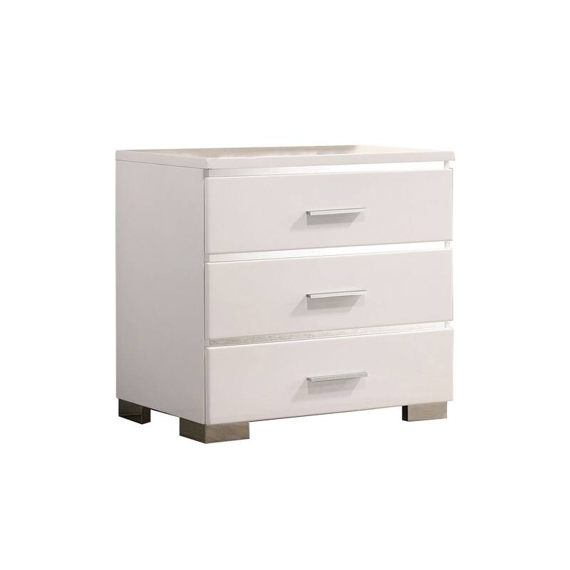 High Gloss Finish Nightstand, White