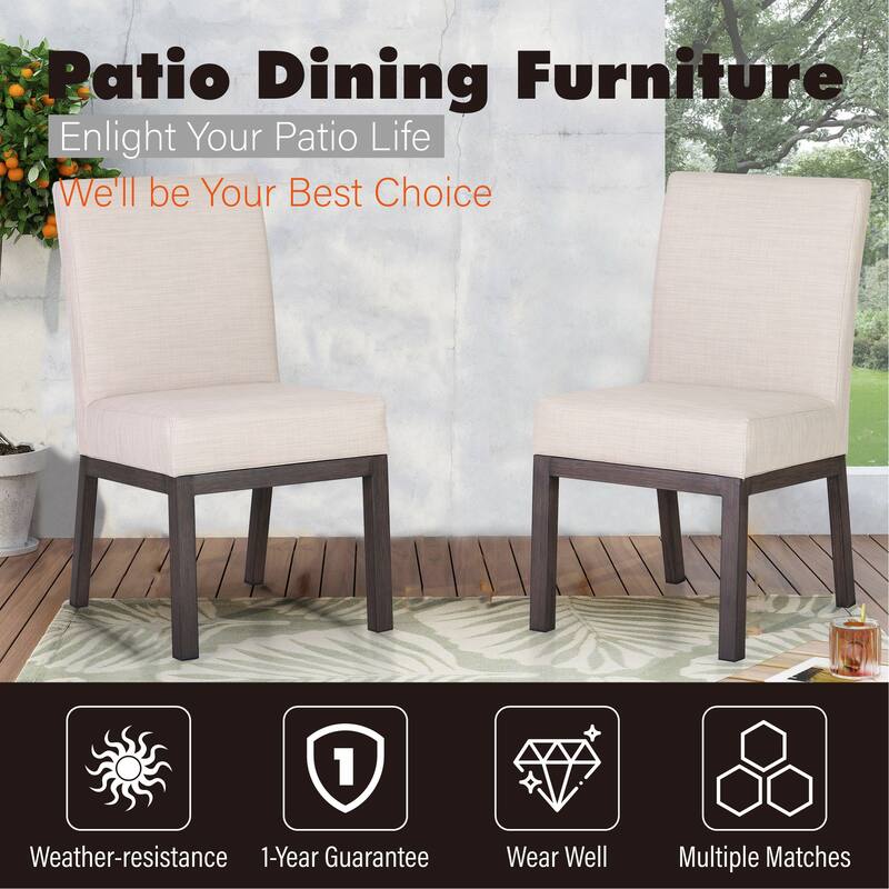 MAISON ARTS MAISON ARTS 6 Piece Outdoor Patio Dining Set,1 Acacia Wood Table & 4 Cushioned Rattan Chairs