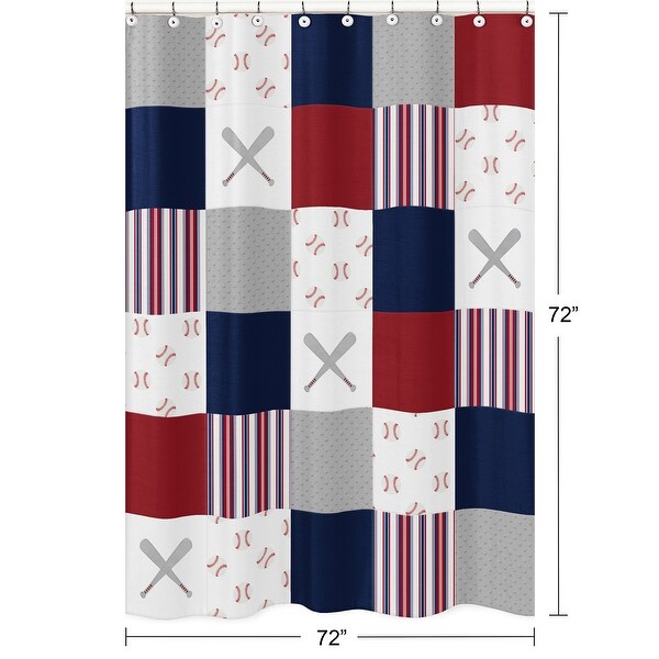 Red blue top shower curtain