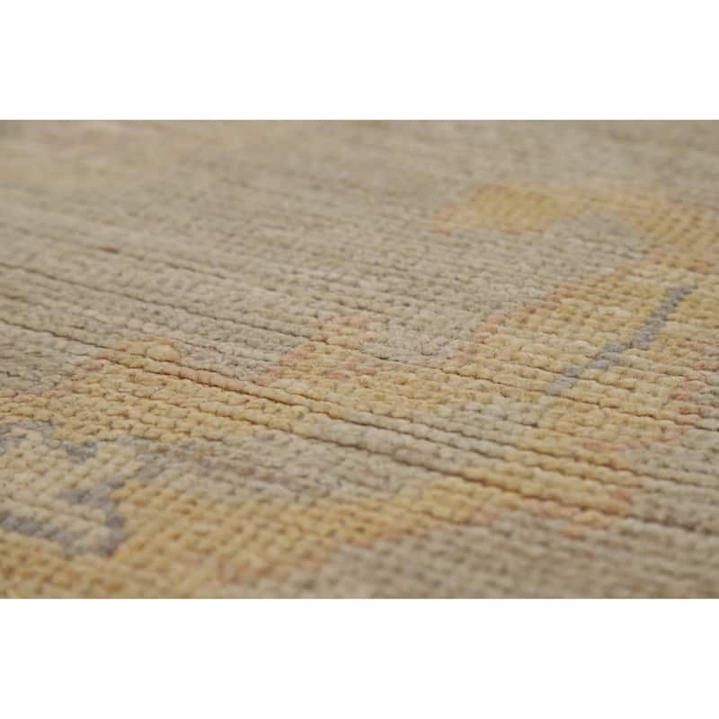 Hand Knotted Oriental 100% Wool Carpet Transitional All-Over Beige & Ivories Oushak Area Rug - 12' 4'' X 9' 0''