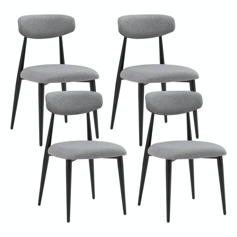 Modern Curved Back Dining Chairs, Round Upholstered Seat with Metal Frame