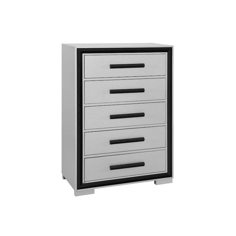 HomeRoots 48" Gray And Black Wood Five Drawer Dresser