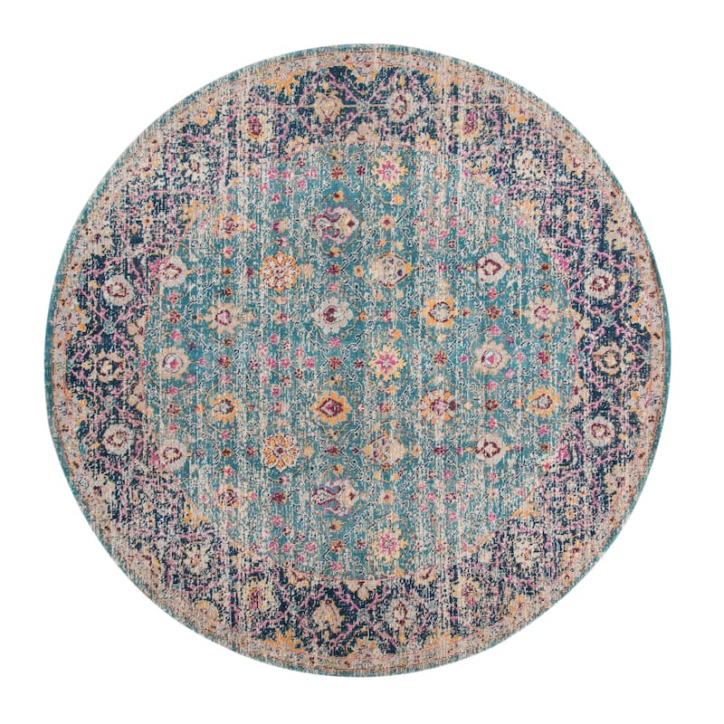 Ethereal Kimi Vintage Floral Turqouise Area Rug