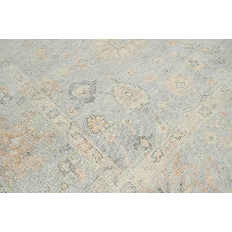 Hand Knotted Gray Turkish Oushak Wool Traditional Oriental Area Rug