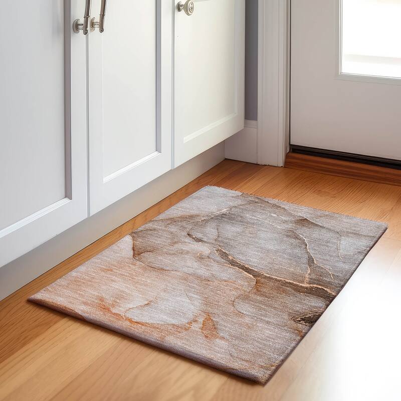 Premium Washable Super Soft Contemporary Abstract Mayfield Rug - Taupe - 1' 8" x 2' 6" - Rectangle