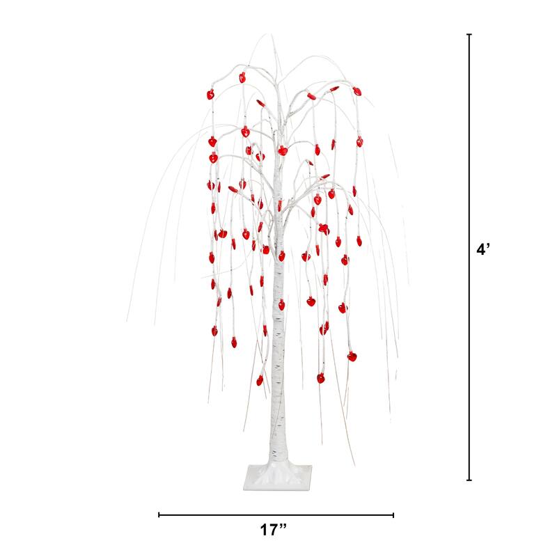 4-ft Pre-Lit Valentine's Day Willow Tree with 48 Heart Shaped Lights