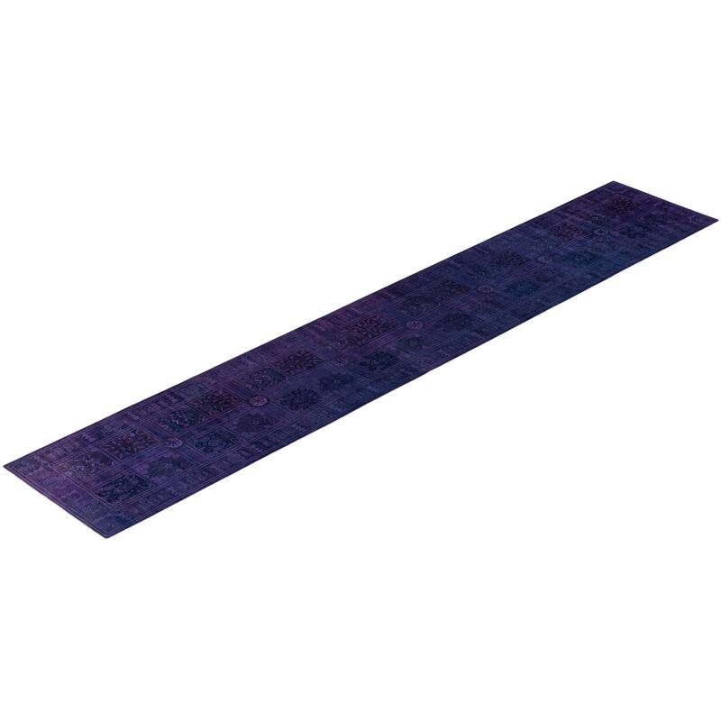 Overdyed One-of-a-Kind Hand-Knotted Area Rug - Purple - 2' 7" x 14' 8"