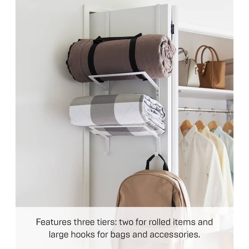 Yamazaki Home Over-the-Door Fitness Equipment Hanger, Steel, Holds 5.5 lbs - L 7.48 x W 9.84 x H 24.41 inches
