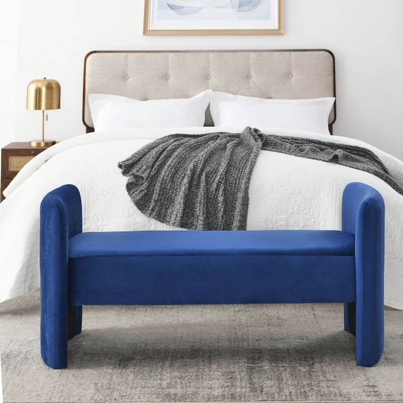 52" Bench for Bedroom End of Bed Modern Contemporary Design Ottoman Couch Long Bench Window Sitting Fireplace Bench, Velvet