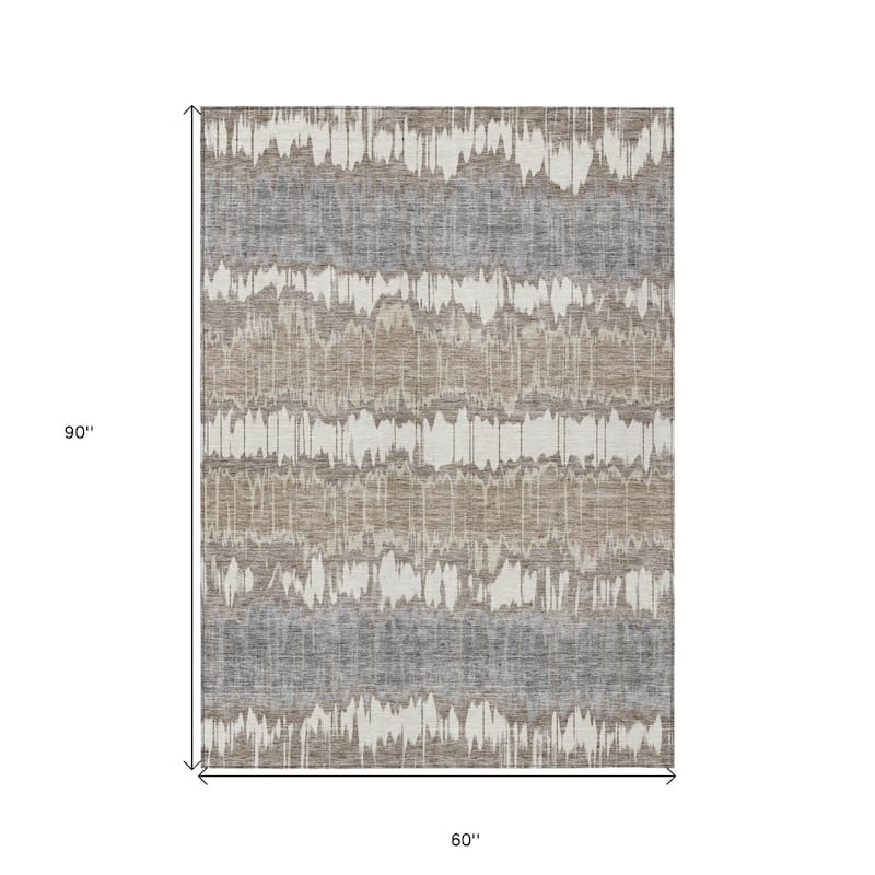 HomeRoots Striped Transitional Rectangle Outdoor Rug
