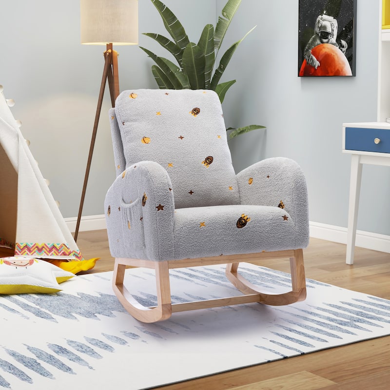 Nursery Rocking Chair High Back Accent Rocker for Living Room