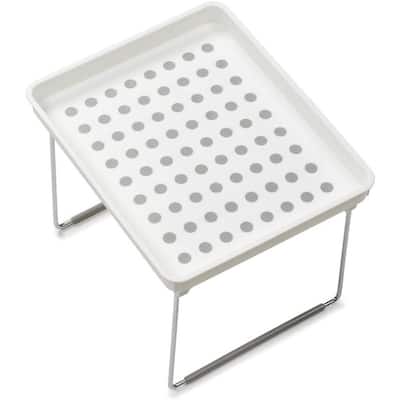 Small Stacking Shelf, Organizer for Cabinet or Counter Storage, White