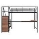 preview thumbnail 26 of 28, Full Size Metal Loft Bed with Desk, Metal Grid and Wardrobe, White