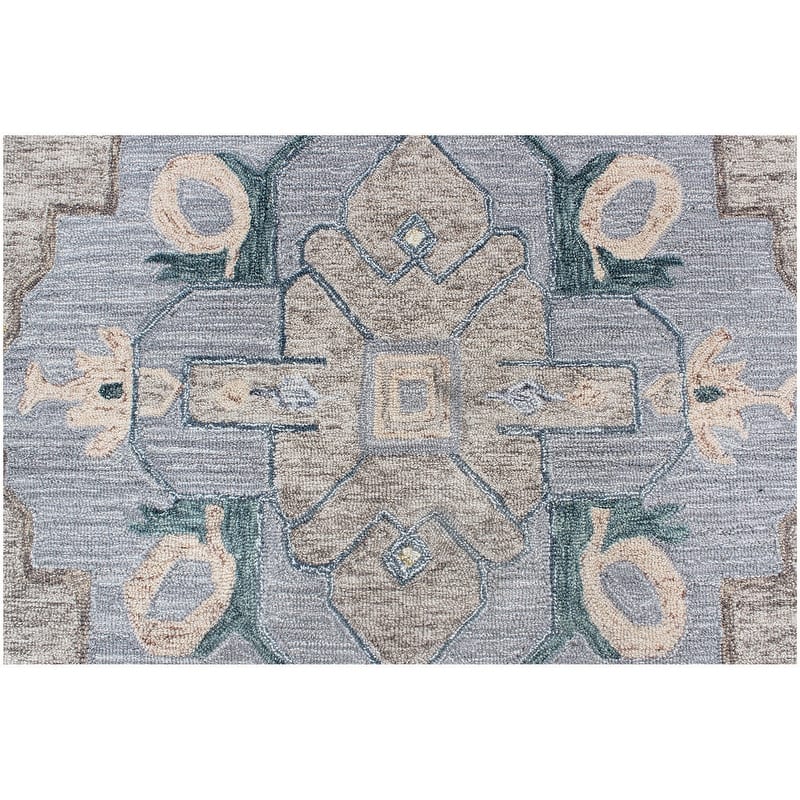 Handmade Delphi Collection Beige/Blue Wool Area Rug