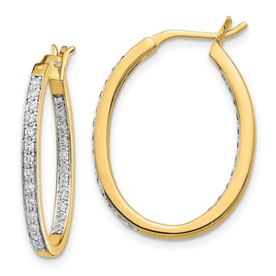 Curata 14k Diamond In Out Hoop Earrings - 25x20mm Wide 2mm Thick