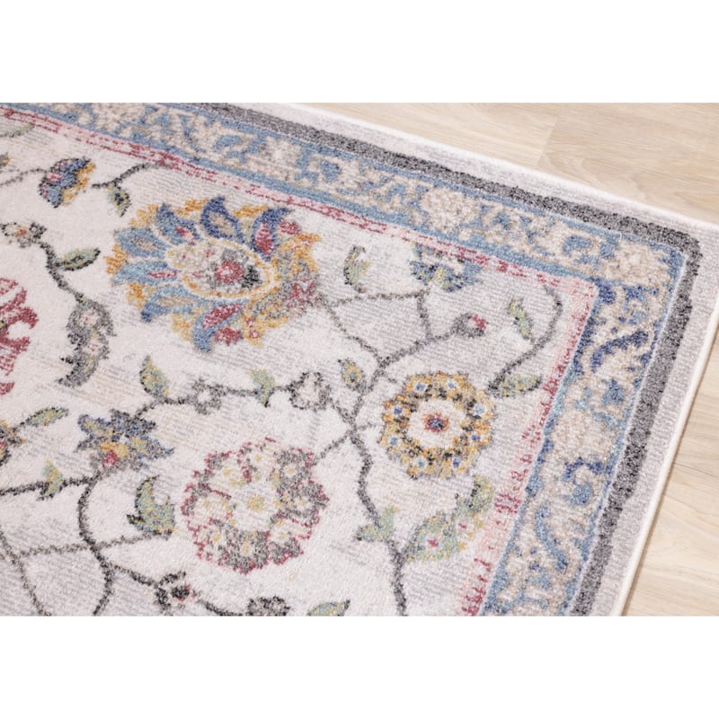 Fitzgerald Collection - Pink/Yellow/Grey/Blue Classic Floral Rug