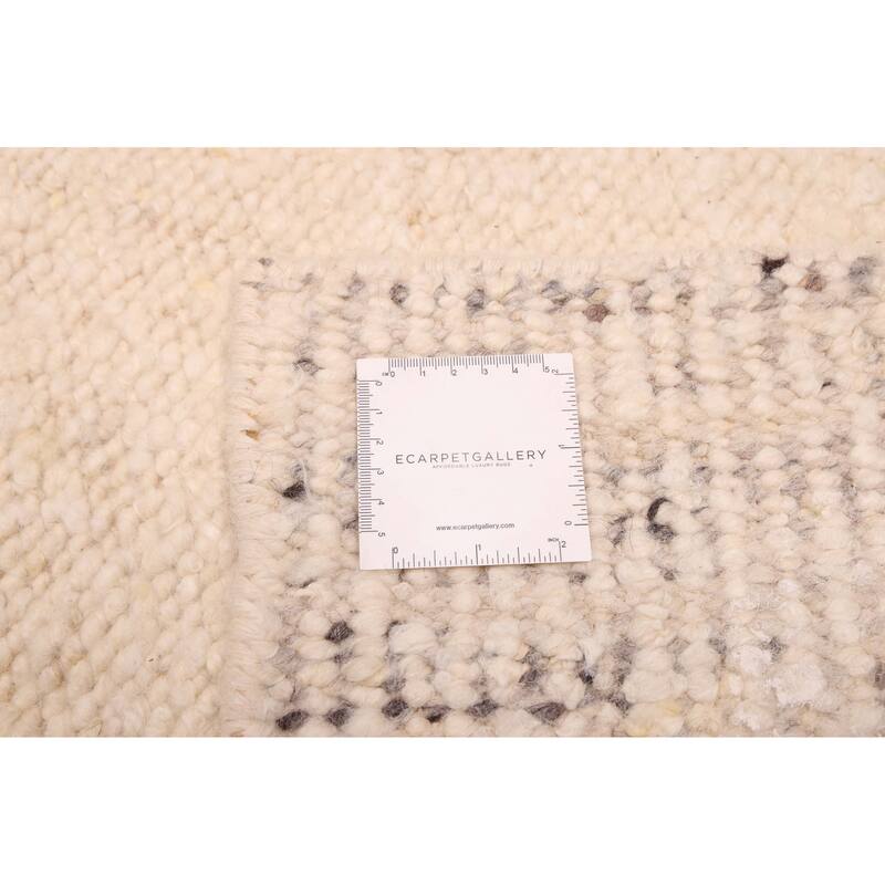 ECARPETGALLERY Hand Woven Looma Cream Wool Rug - 8'0 x 9'8