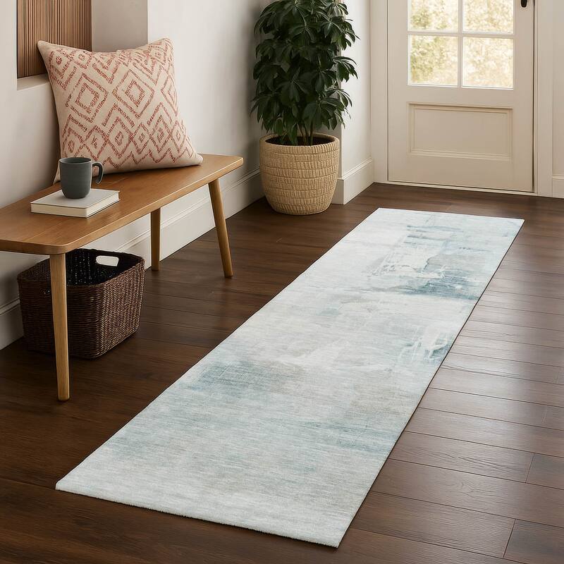 Premium Washable Super Soft Abstract Mayfield Rug - Sky - 2'3" x 7'6"