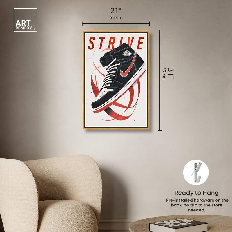 Red Ribbon Sneaker Canvas by Art Remedy