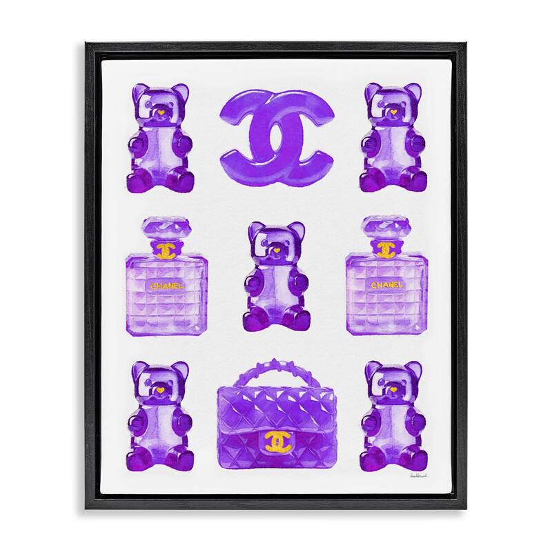 Stupell Purple Glam Gummy Candy Framed Floater Canvas Wall Art Design by Amanda Greenwood
