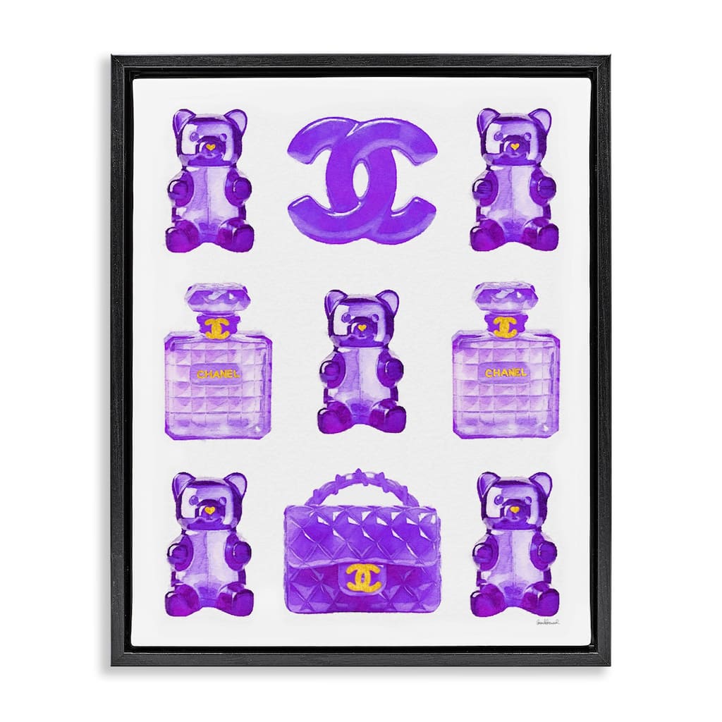 Stupell Purple Glam Gummy Candy Framed Floater Canvas Wall Art Design by Amanda Greenwood