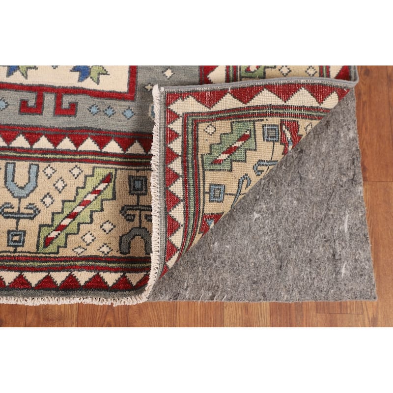 Grey Traditional Kazak Oriental Area Rug Handmade Wool Carpet - 6'7" x 10'1"