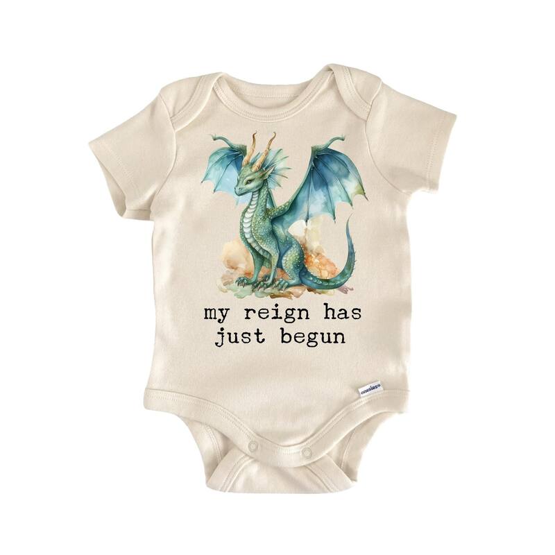 Emerald Dragon Reign - Baby Boy Girl Clothes Infant Bodysuit Funny Cute Newborn - Natural - Newborn