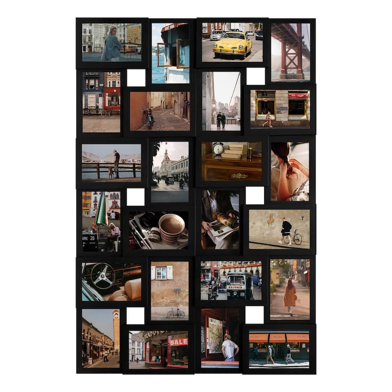 HELLO LAURA Rustic 24 Opening Photo Frame Family Collage Wall Hanging Picture Frame