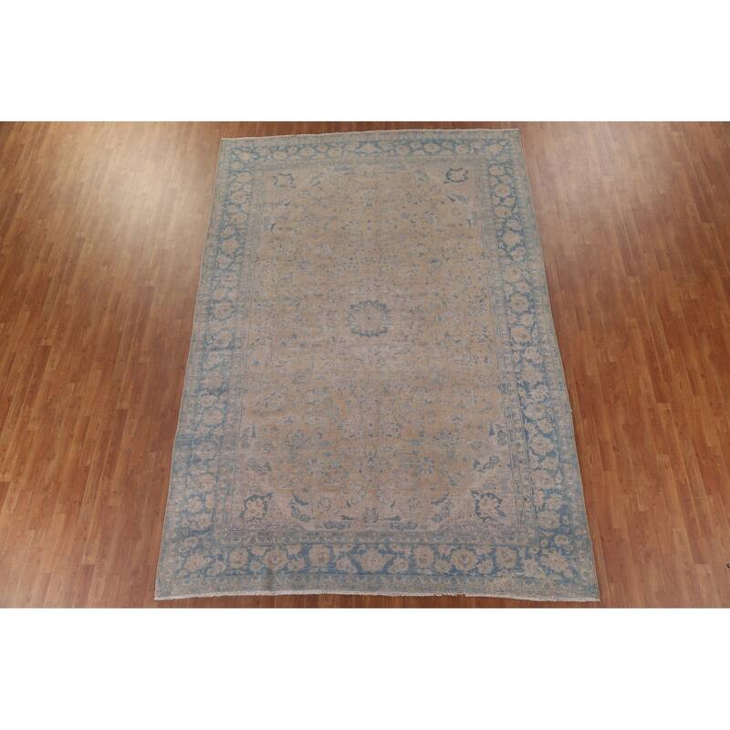 Distressed Najafabad Persian Antique Area Rug Hand-knotted Wool Carpet - 8'4" x 12'2"