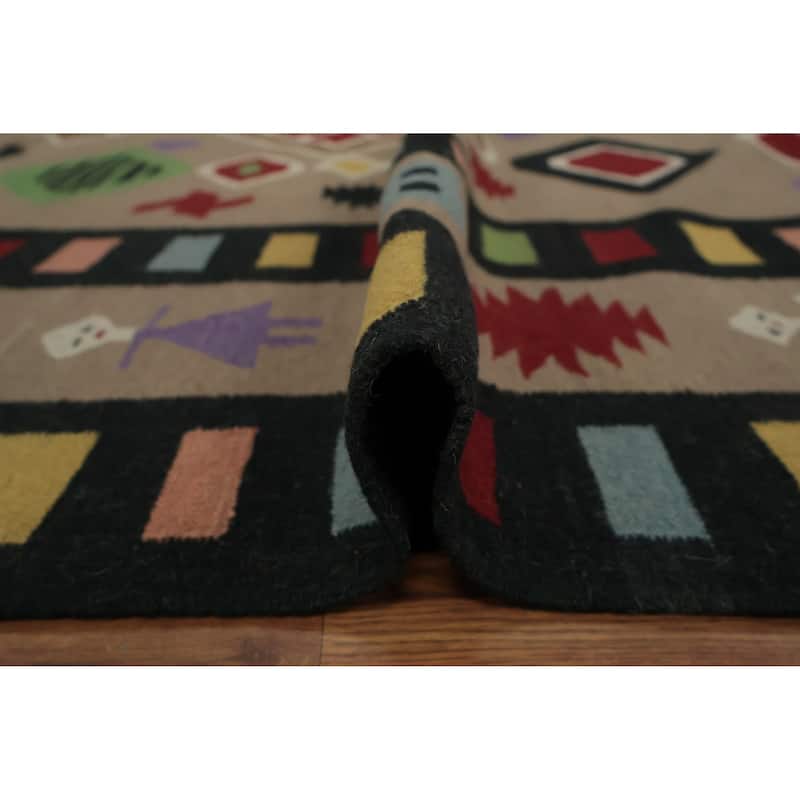 Hand Woven Oriental 100% Wool Carpet Southwestern Tribal Brown Kilim Area Rug - 10' 5'' X 8' 6''