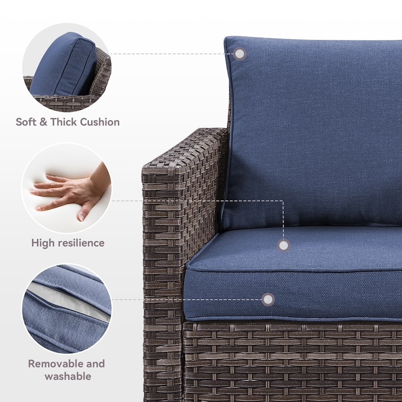 5 Pieces Fire Pit Table with Sofa Swivel Chair Set