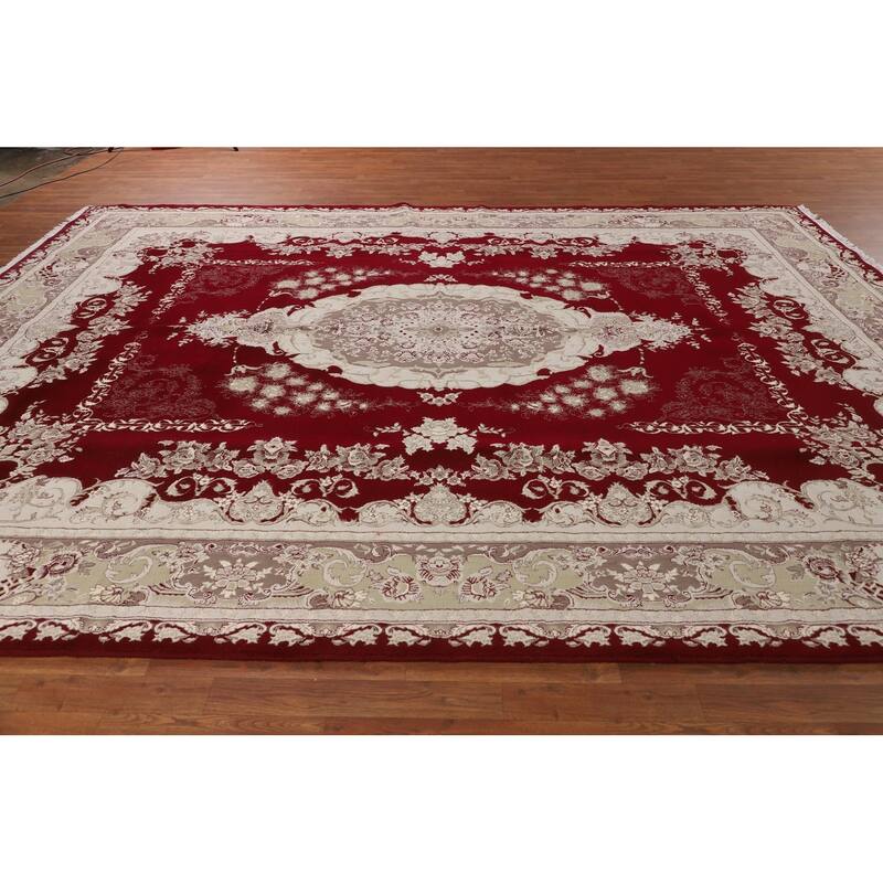 Victorian Style Tabriz Turkish Area Rug Medallion Machine Made Carpet - 9'9" x 13'5"