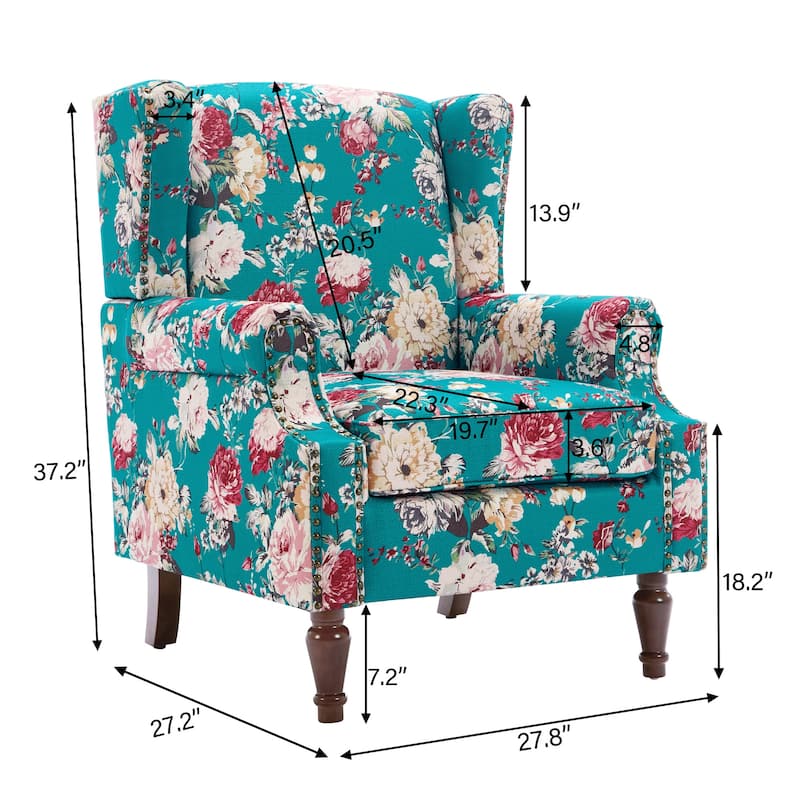 Upholstered Nailhead Trim Armchair Wingback Accent Chairs Set of 2