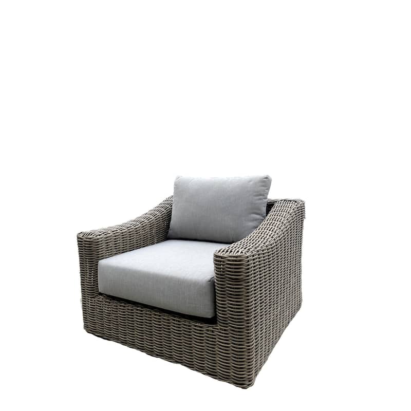 Tulum Two-Tone Dark Beige Aluminum Frame Love Seat Set Set with Cushions