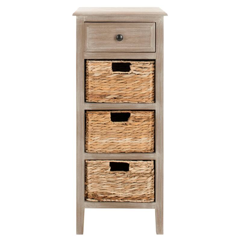 SAFAVIEH Hermine Distressed Black 4-Drawer Storage Side Table - 15" x 11.8" x 35.8" - 15Wx12Dx36H - White Wash