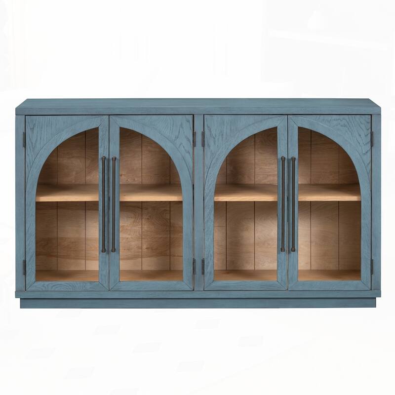 4-Door Large Storage Sideboard Buffet Cabinet with Glass Doors