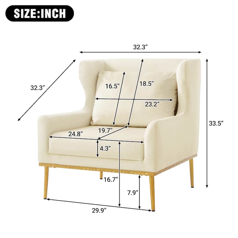 Christopher Knight Home - Modern Velvet Armchair Accent Chair with Iron Frame and High-Density Foam Cushion