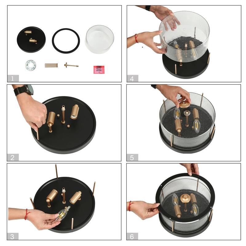 Modern Farmhouse 2-Light Drum Glass Flush Mount Chandelier Black Gold Ceiling Light - D 11" x H 6"