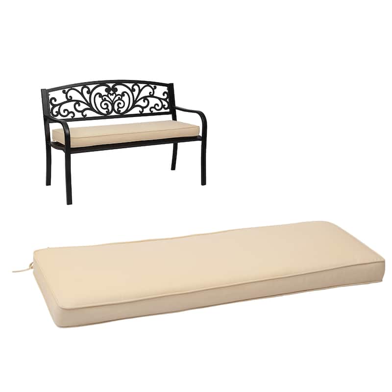 Aoodor Patio Furniture 46" x 18" x 3" Outdoor Bench Cushion - N/A - White