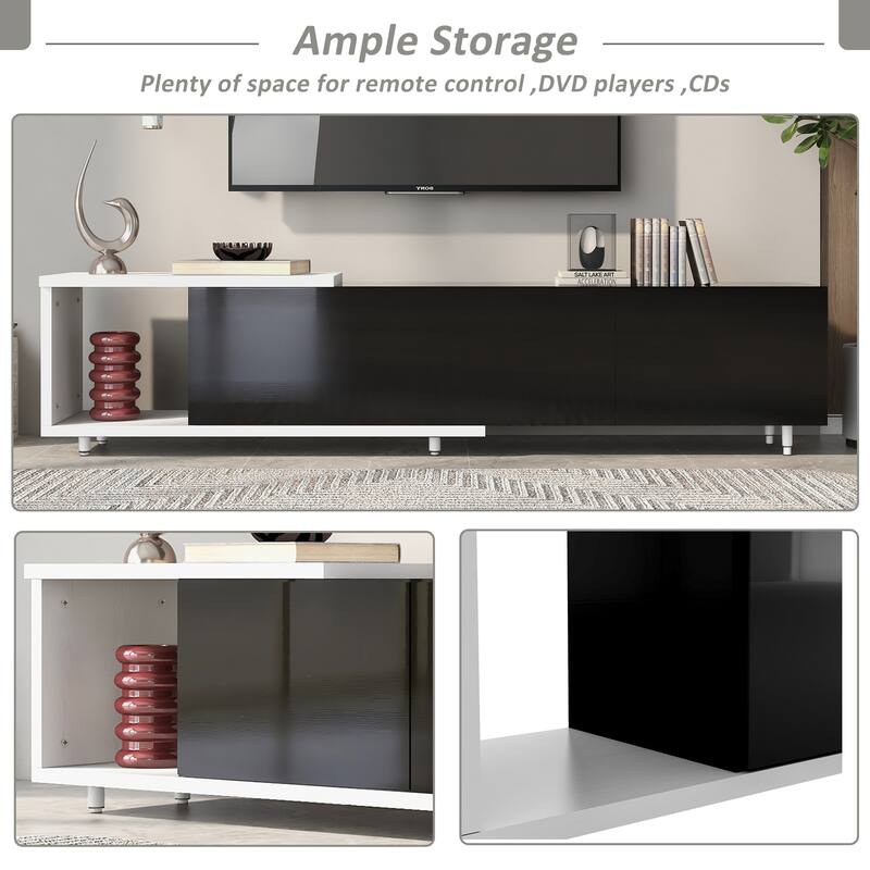 70.1"-100" Adjustable TV Stand with Storage, Modern Entertainment Center for TVs up to 80", Extendable Media Console
