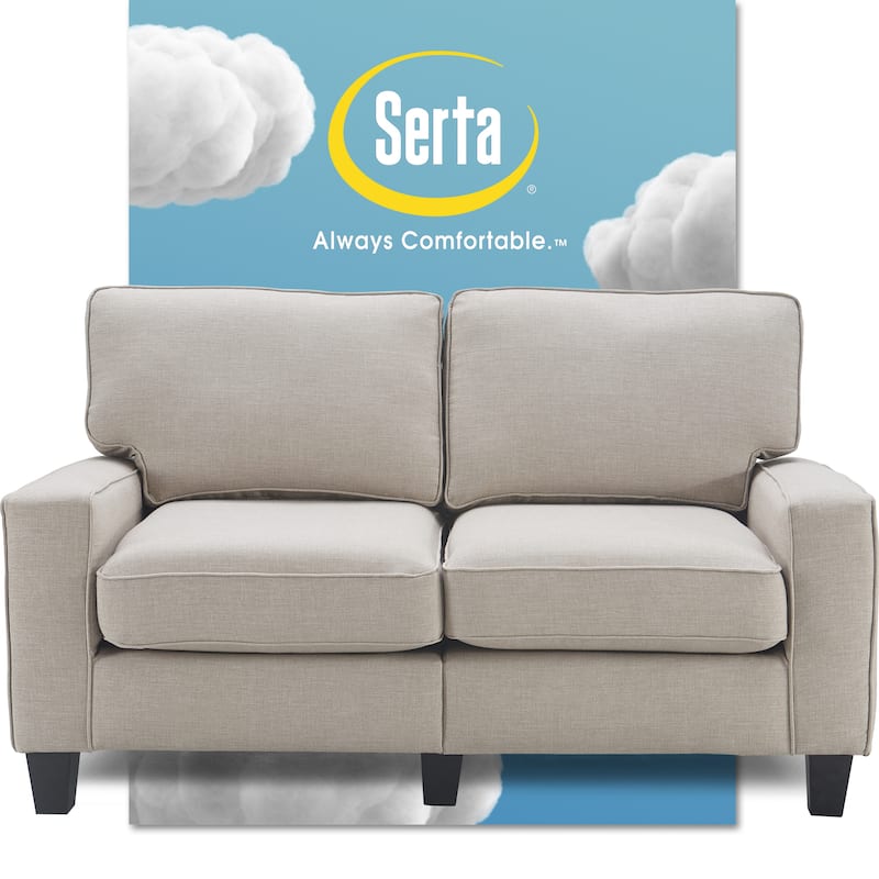 Serta Palisades Upholstered 61" Sofas for Living Room Modern Design Couch, Straight Arms, Tool-Free Assembly - Light grey