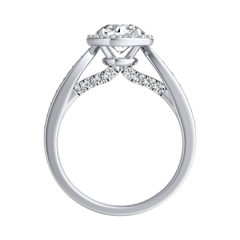 Auriya 14k Gold 2ct Round Moissanite Halo Diamond Engagement Ring 1/2cttw