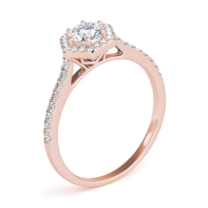 Auriya 14k Rose Gold Lab Grown Round Diamond Halo Engagement Ring 0.50 to 5.00 ct. tw. (F-G VS)