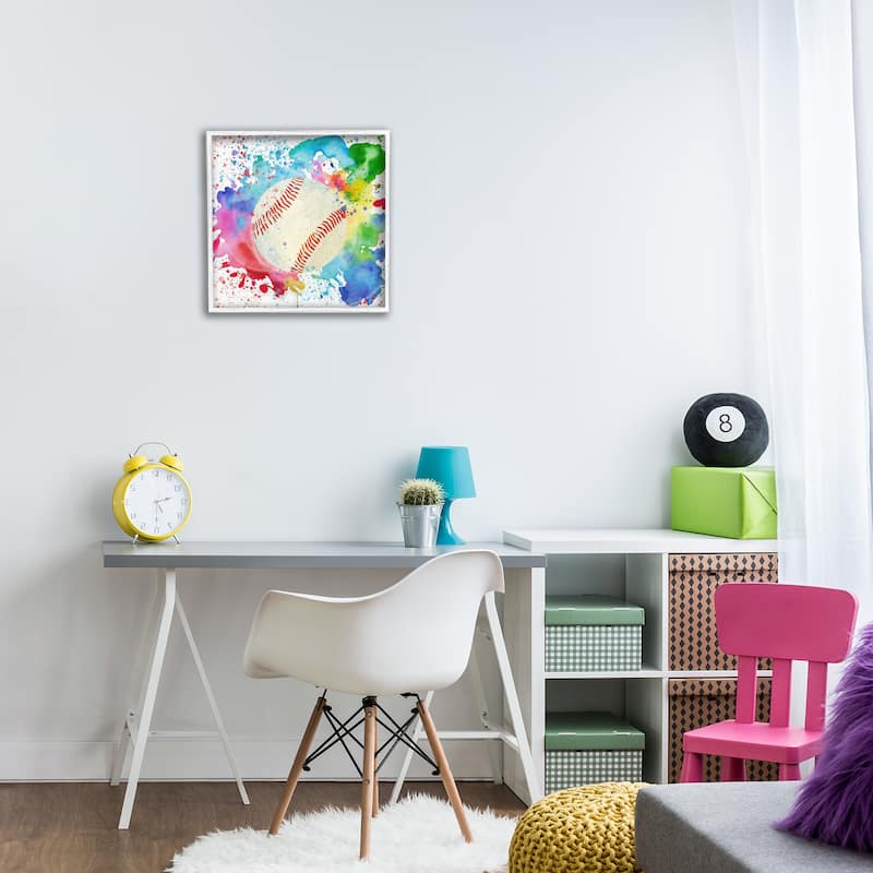 Stupell Colorful Splash Baseball Framed Giclee Art Design By Kim Allen