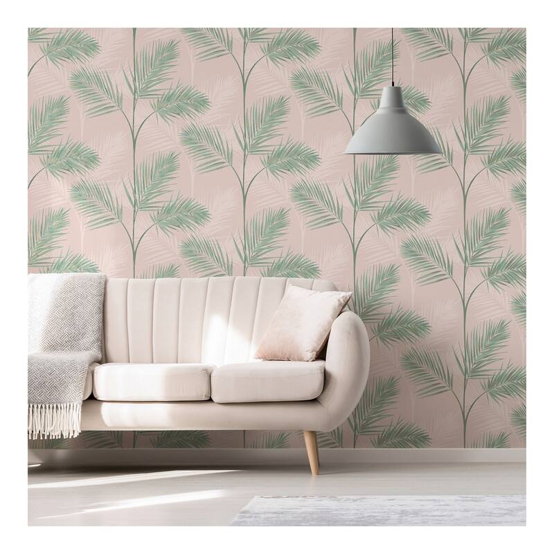 Fine Decor South Beach Blush Fronds Wallpaper - 20.5 x 396 x 0.025